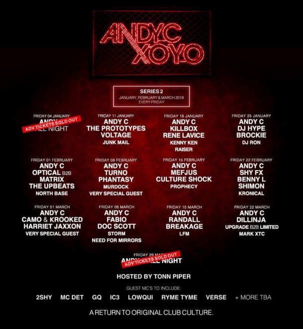 Full line up and evening splits revealed for Andy C’s return to XOYO!
